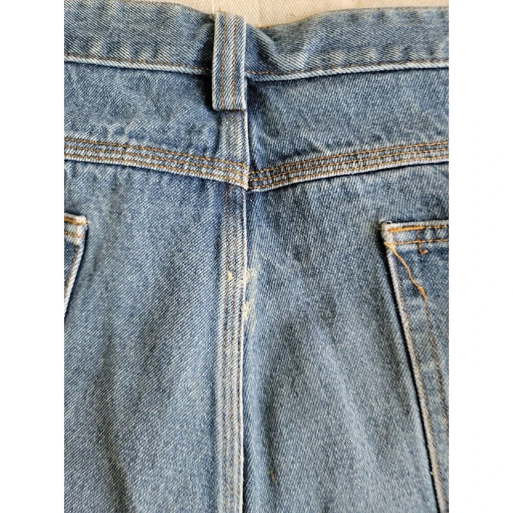Duluth Mens Jeans 42x30 High Rise Medium Blue‎ Farmer Work Spatter Paint READ